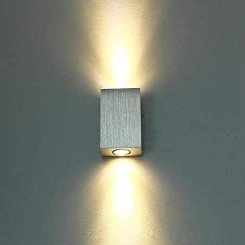Louvra Apliques de Pared Lámpara de Pared en Moda de Puro Aluminio 2 LED 6 W, Iluminación de Pasillo, Entrada, Dormitorio, Decoración Hogar, Blanco Cálido