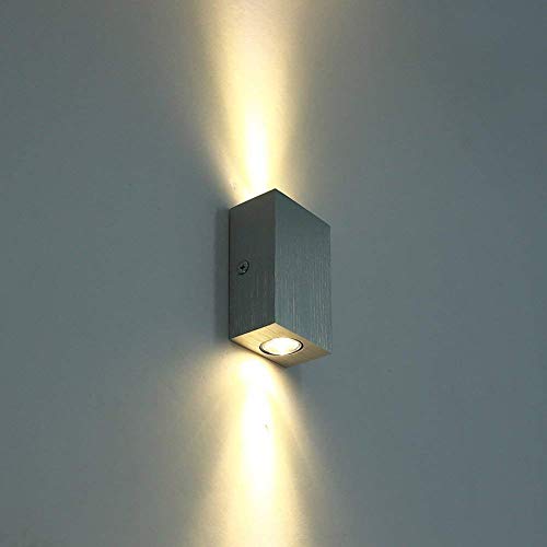Louvra Apliques de Pared Lámpara de Pared en Moda de Puro Aluminio 2 LED 6 W, Iluminación de Pasillo, Entrada, Dormitorio, Decoración Hogar, Blanco Cálido