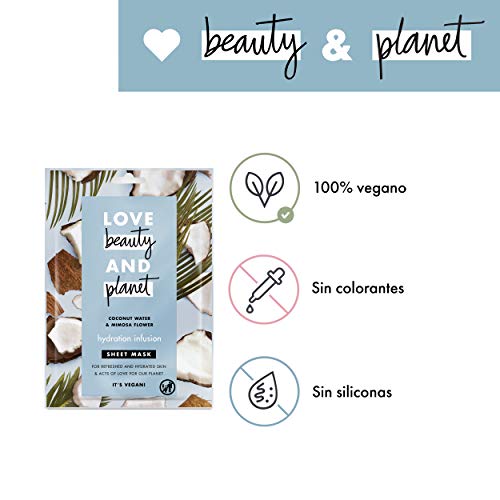 Love Beauty and Planet - Mascarilla de Tejido agua de coco y flor de mimosa Hydration Infusion