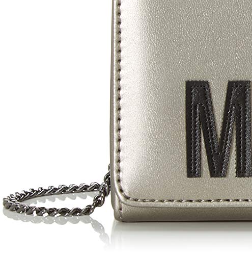 Love Moschino - Borsa Metallic Nappa Pu, Carteras de mano Mujer, Plateado (Fucile), 13x22x6 cm (W x H L)