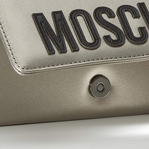 Love Moschino - Borsa Metallic Nappa Pu, Carteras de mano Mujer, Plateado (Fucile), 13x22x6 cm (W x H L)