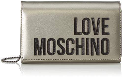 Love Moschino - Borsa Metallic Nappa Pu, Carteras de mano Mujer, Plateado (Fucile), 13x22x6 cm (W x H L)