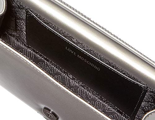 Love Moschino - Borsa Metallic Nappa Pu, Carteras de mano Mujer, Plateado (Fucile), 13x22x6 cm (W x H L)
