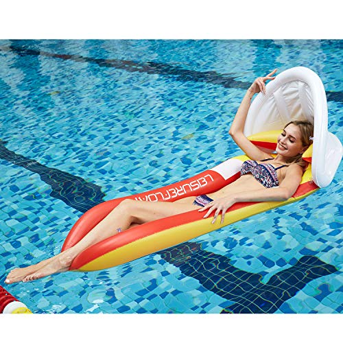 Lovebay inflables para colchoneta Piscina Tumbona Flotante para Adultos & niños 130 x 73 cm (Amarillo) (Rojo)