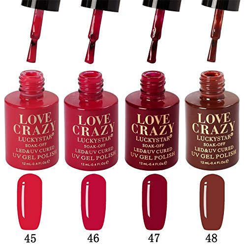 LoveCrazy 4pcs Kit De Colores 45-48 Esmaltes en Gel Manicura Francesa Uñas de Gel Esmalte Semipermanente Color Gel UV LED Manicura Arte