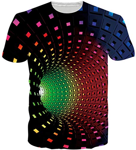 Loveternal 3D T-Shirt Patrón Impresa Remolinos Manga Corta Swirl Tops Camisetas para Hombres de Las Mujeres L