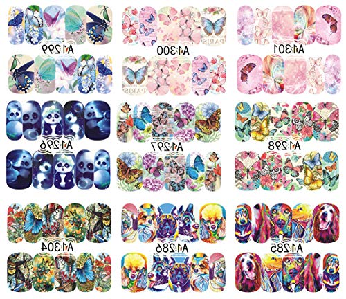 LOVEYORL 50 Hojas de Arte de Uñas Mixtas Etiqueta Engomada de la Transferencia de Agua del Arte del Clavo Calcomanías de Manicura para las Mujeres Favores del Partido Diy Uñas Consejos Calcomanías