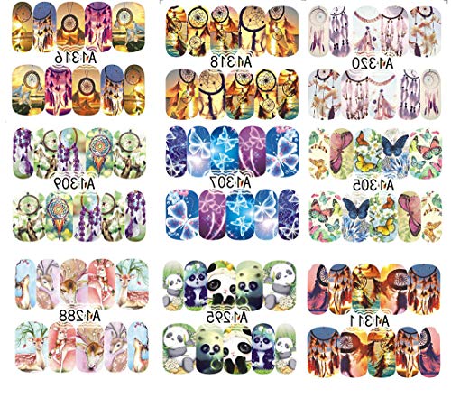 LOVEYORL 50 Hojas de Arte de Uñas Mixtas Etiqueta Engomada de la Transferencia de Agua del Arte del Clavo Calcomanías de Manicura para las Mujeres Favores del Partido Diy Uñas Consejos Calcomanías