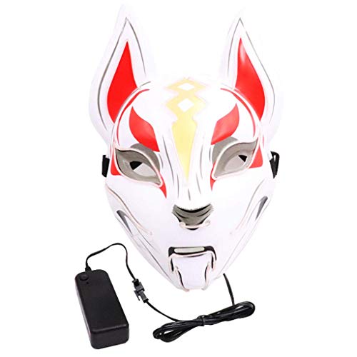 LQH hasta Cosplay Traje de Halloween Horror Hombres Mujeres Fox neón Cubierta EL Cable de luz LED (Size : C)