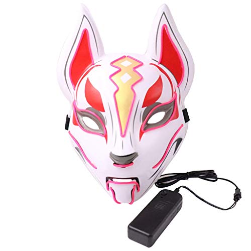 LQH hasta Cosplay Traje de Halloween Horror Hombres Mujeres Fox neón Cubierta EL Cable de luz LED (Size : C)