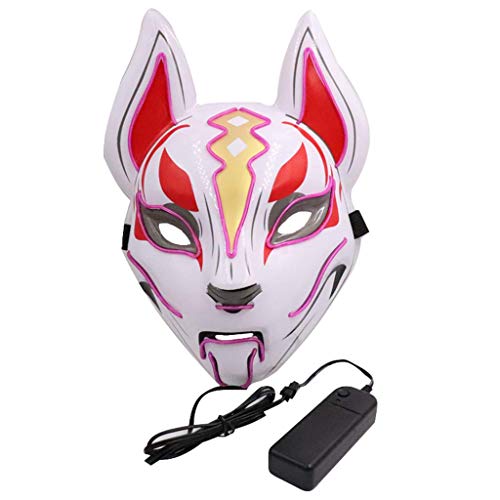 LQH hasta Cosplay Traje de Halloween Horror Hombres Mujeres Fox neón Cubierta EL Cable de luz LED (Size : C)