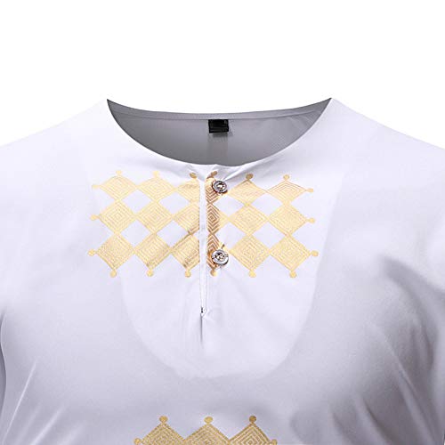 LSSM Camisa De Manga Larga Bronceadora para Hombre Funky Casual Button Down Manga Corta Unisex Beach Camisa De Lino A Rayas, De Manga Corta Y Corte Entallado para Manga Corta Estampado Blanco M