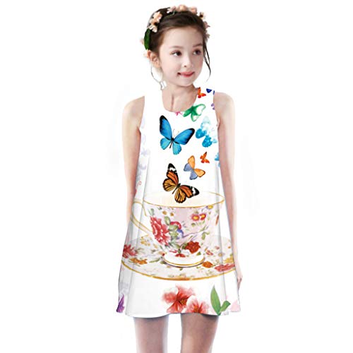 Luckycat Ropa Bebe Niña Verano 2019 Ropa Bebe Niña Vestido Bebe Ceremonia Vestido sin Mangas Impresión de Dibujos Animados en 3D Animados Vestidos 4-8 años