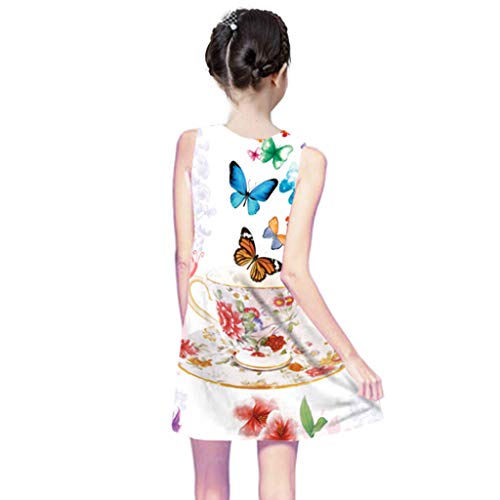 Luckycat Ropa Bebe Niña Verano 2019 Ropa Bebe Niña Vestido Bebe Ceremonia Vestido sin Mangas Impresión de Dibujos Animados en 3D Animados Vestidos 4-8 años