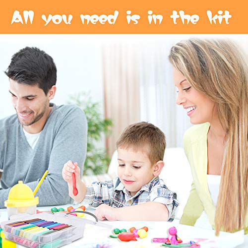 Luclay Arcilla Polimerica - 48 Colores Polymer Clay, No Tóxica DIY Modelado Craft Set y Accesorios de Arcilla en la Caja de Almacenamiento Doble, Regalo Ideal para Niños