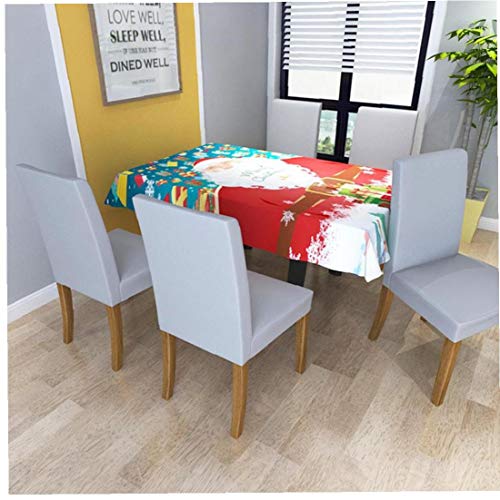 lujiaoshout 1PC Estiramiento Comedor manteles Spandex Patrón Lavable Tabla Cubierta del Protector de Santa Claus Mantel para Cocina Comedor Decoración 55" x55