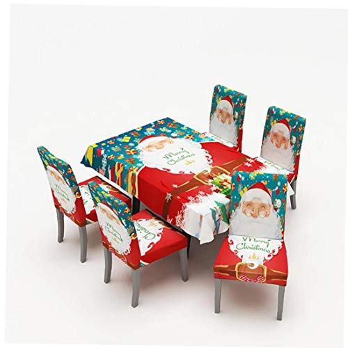 lujiaoshout 1PC Estiramiento Comedor manteles Spandex Patrón Lavable Tabla Cubierta del Protector de Santa Claus Mantel para Cocina Comedor Decoración 55" x55