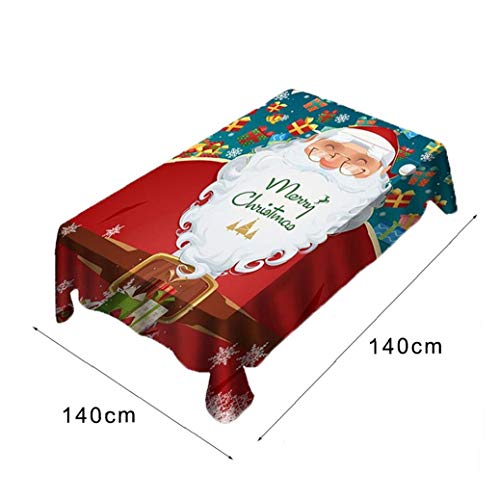 lujiaoshout 1PC Estiramiento Comedor manteles Spandex Patrón Lavable Tabla Cubierta del Protector de Santa Claus Mantel para Cocina Comedor Decoración 55" x55