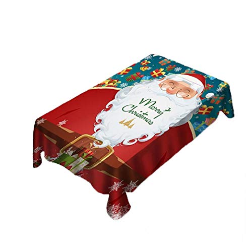 lujiaoshout 1PC Estiramiento Comedor manteles Spandex Patrón Lavable Tabla Cubierta del Protector de Santa Claus Mantel para Cocina Comedor Decoración 55" x55