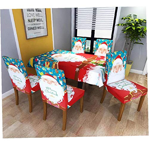 lujiaoshout 1PC Estiramiento Comedor manteles Spandex Patrón Lavable Tabla Cubierta del Protector de Santa Claus Mantel para Cocina Comedor Decoración 55" x55
