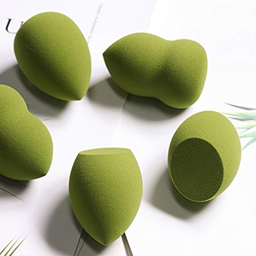LuLyL2 Pcs Juego de esponjas de maquillaje con forma de calabaza y bisel Cara impecable Base en polvo Crema Esponjas para mezclar Herramientas cosméticas profesionales ， Con carcasa de silicona.