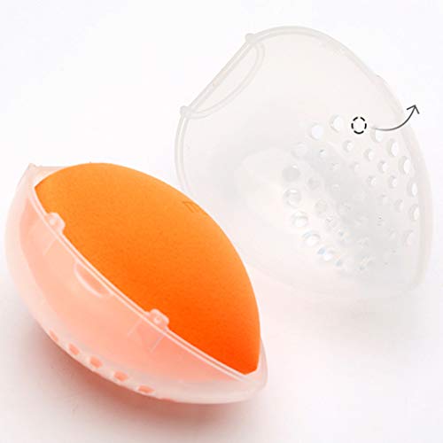 LuLyL2Pcs Esponja de maquillaje biselado Blender Puff Face Base impecable Polvo Crema Esponjas para mezclar Herramientas cosméticas ， Con carcasa de silicona.