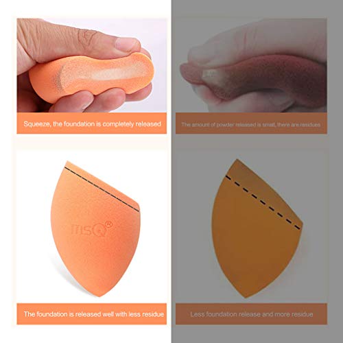 LuLyL2Pcs Esponja de maquillaje biselado Blender Puff Face Base impecable Polvo Crema Esponjas para mezclar Herramientas cosméticas ， Con carcasa de silicona.