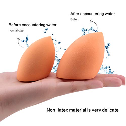 LuLyL2Pcs Esponja de maquillaje biselado Blender Puff Face Base impecable Polvo Crema Esponjas para mezclar Herramientas cosméticas ， Con carcasa de silicona.