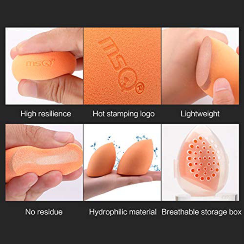 LuLyL2Pcs Esponja de maquillaje biselado Blender Puff Face Base impecable Polvo Crema Esponjas para mezclar Herramientas cosméticas ， Con carcasa de silicona.