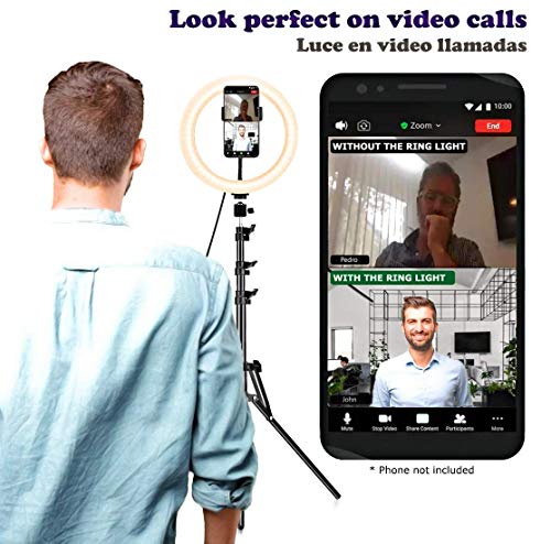 LUMINGO Anillo de luz LED 12 Pulgadas 30cm con Mando a Distancia Lampara y Fotos, Aro de luz con Tripode + 160cm, Soporte para movil, Luz Selfie, TIK Tok, Youtube