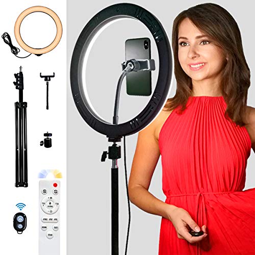LUMINGO Anillo de luz LED 12 Pulgadas 30cm con Mando a Distancia Lampara y Fotos, Aro de luz con Tripode + 160cm, Soporte para movil, Luz Selfie, TIK Tok, Youtube