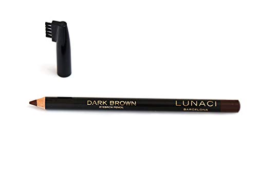 LUNACI Barcelona Lápiz de Cejas en 3 Colores (Tono: Dark Brown), Eyebrow Pencil With Dry Blendable Texture
