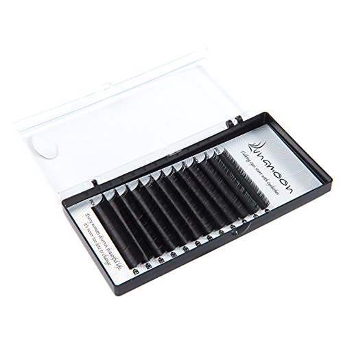 Lunamoon Extensión de Pestañas Postizas Individuales Natural Pestañas Falsas de Seda para Salón Profesional Maquillaje C/D-Curl Espesor 0.10mm/0.15mm/0.20mm Longitud Mezclada 7-14mm (D 0.15mm 7-14mm)