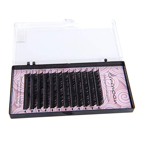 Lunamoon Extensión de Pestañas Postizas Individuales Volumen Natural Pestañas Falsas de Seda Suave Hecho a Mano para Salón Profesional Maquillaje C-Curl Espesor 0.07mm (0.07 C 11mm)