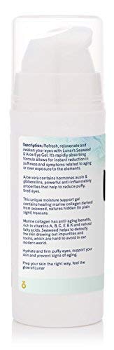 Lunar Eye Gel con refrigeración algas y Aloe Vera para la piel seca en los ojos. Color crema que trata de las ojeras, círculos, bolsas y arrugas 30 ml.