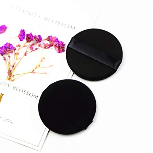 Lurrose 10 piezas de maquillaje de borla de polvo no látex, suave, esponjosa, para maquillaje cosmético en polvo, crema (negro)