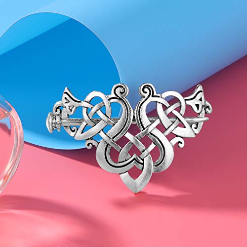 Lurrose 2 piezas de pelo celta palo vintage metal pasadores de diapositivas nudo de plata pinza de pelo viking accesorios para el cabello para mujeres