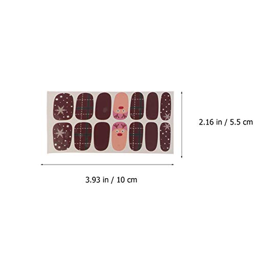 Lurrose 5 hojas de manicura de navidad envolturas de uñas completas pegatinas de esmalte de arte tiras de calcomanías adhesivo diseño de uñas postizas manicura