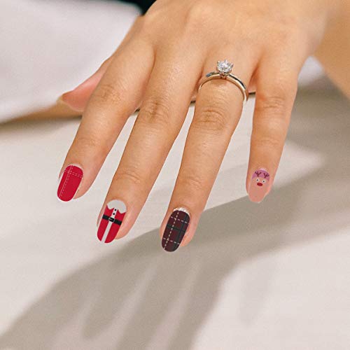 Lurrose 5 hojas de manicura de navidad envolturas de uñas completas pegatinas de esmalte de arte tiras de calcomanías adhesivo diseño de uñas postizas manicura