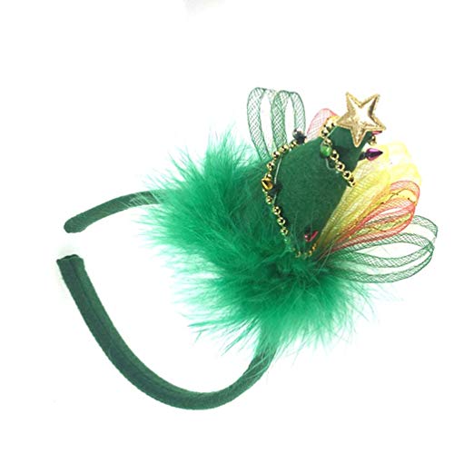 Lurrose diadema de árbol de navidad diadema de malla de plumas fiesta de té fascinator accesorios para el cabello de navidad favores de fiesta para niños adultos