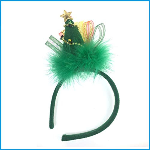 Lurrose diadema de árbol de navidad diadema de malla de plumas fiesta de té fascinator accesorios para el cabello de navidad favores de fiesta para niños adultos