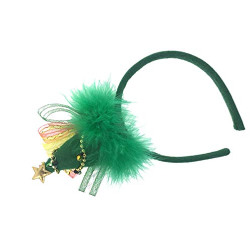 Lurrose diadema de árbol de navidad diadema de malla de plumas fiesta de té fascinator accesorios para el cabello de navidad favores de fiesta para niños adultos