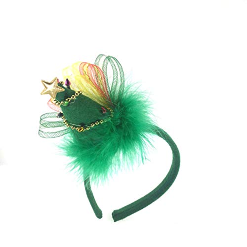 Lurrose diadema de árbol de navidad diadema de malla de plumas fiesta de té fascinator accesorios para el cabello de navidad favores de fiesta para niños adultos