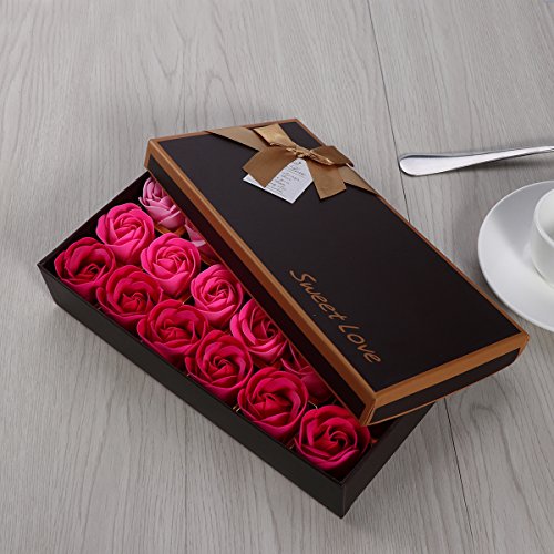 Lurrose Jabon de baño Flores de rosa,jabón de aceite esencial del pétalo de la flor de Rose perfumado multicolor jabón de cuerpo jabón regalo del banquete de boda 18 piezas