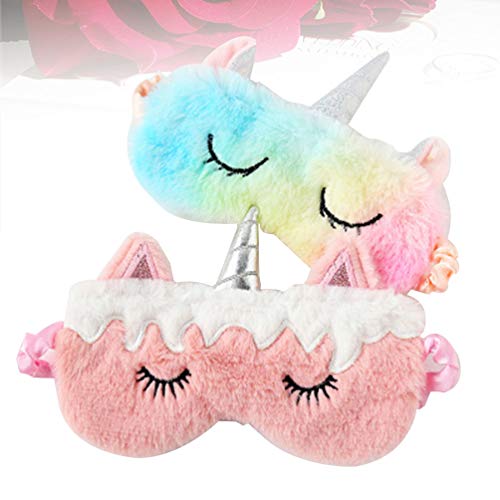 Lurrose - Máscara de ojos con diseño de unicornio, para niñas y mujeres, 2 unidades