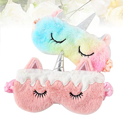 Lurrose - Máscara de ojos con diseño de unicornio, para niñas y mujeres, 2 unidades