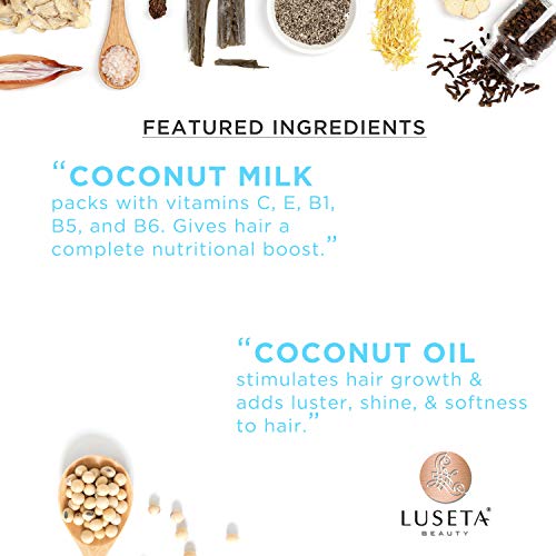 LUSETA Champú de Leche de Coco Hidratante Nutritivo y Reparador para Cabello Seco y Dañado 500 ml