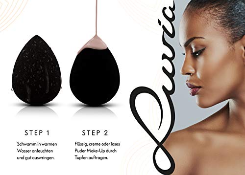 Luvia Beauty Blender - Juego de 3 esponjas ovaladas de maquillaje en negro - Esponja supersuave en 2 tamaños para una difuminación precisa y amplia de cosméticos