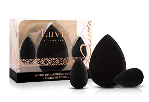 Luvia Beauty Blender - Juego de 3 esponjas ovaladas de maquillaje en negro - Esponja supersuave en 2 tamaños para una difuminación precisa y amplia de cosméticos