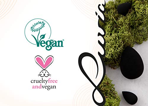 Luvia Beauty Blender - Juego de 3 esponjas ovaladas de maquillaje en negro - Esponja supersuave en 2 tamaños para una difuminación precisa y amplia de cosméticos